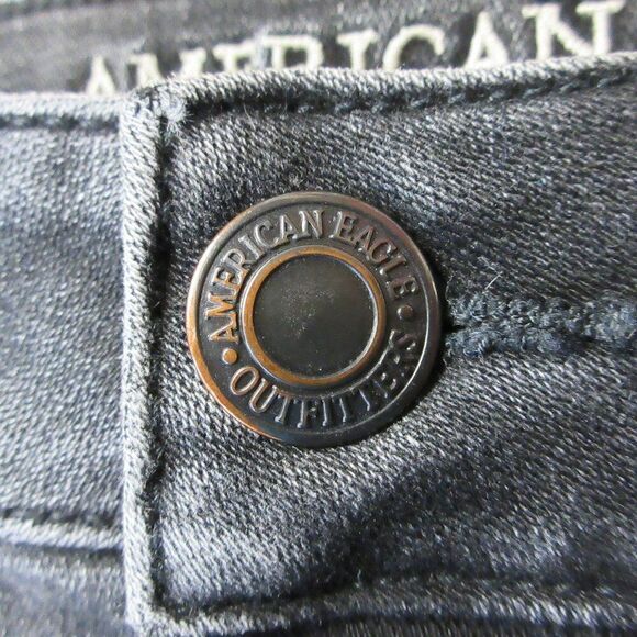 AMERICAN EAGLE Hi-Rise Shortie Womens Size 0 Black Lace Ripped Denim Jean Shorts - Picture 3 of 14